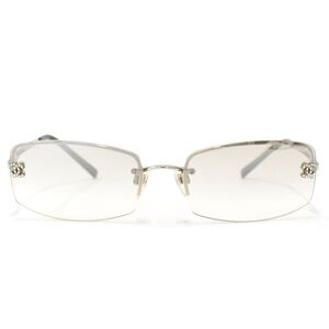 CHANEL CC Rhinestone Sunglasses Rectangle Rimless | Vintage